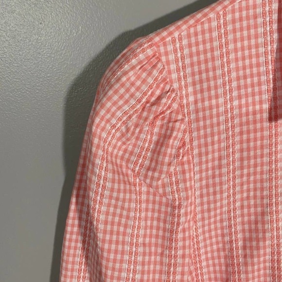 court & Rowe Pink Gingham 100% Cotton Button Down Blouse Size Medium - Picture 4 of 7
